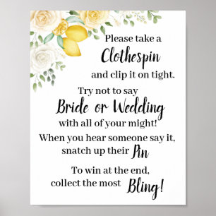 Plaats een Clothes pin Lemons & Rozen Shower Game  Poster