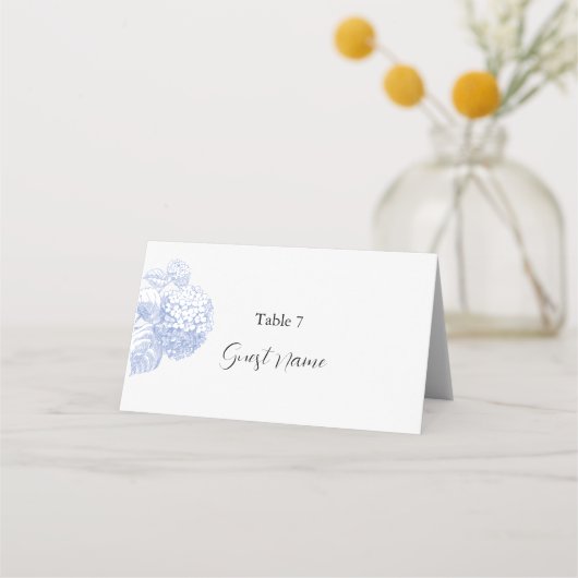 Plaats & escortkaart met Hydrangea (Voorkant)