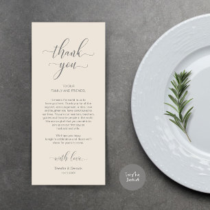 Plaats instellen Dank u, Elegant Cream Grey Kaart