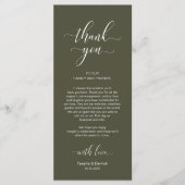Plaats instellen Dank u, Elegante olijfgroene Kaar Programma (Voorkant)