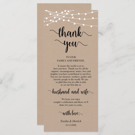 Plaats instelling Dank u, Kraft String Lichten Kaa Programma (Voorkant / Achterkant)