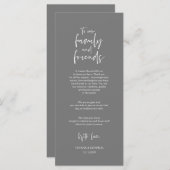 Plaats instelling Dank u, minimalistische donkergr Programma (Voorkant / Achterkant)