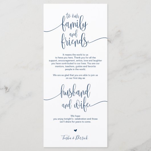 Plaats Instelling Hartelijk dank voor uw huwelijks Programma (Voorkant)