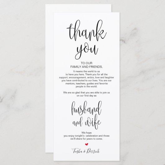 Plaats Instelling Hartelijk dank voor uw huwelijks Programma (Voorkant / Achterkant)