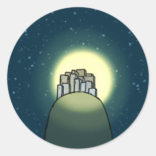 Plaats op een heuvel ronde sticker