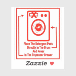 'Plaats peulen direct in' wasserette rode overlay Sticker