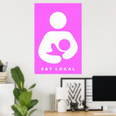 Plaatselijk eten / borstvoeding / cursief poster (Thuiskantoor)