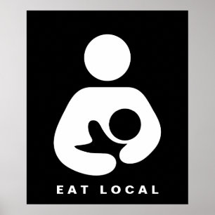 Plaatselijk eten / borstvoeding / cursief poster