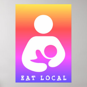 Plaatselijk eten / borstvoeding / pictogram op het poster