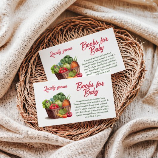 Plaatselijk gekweekt Baby shower op de boerenmarkt Informatiekaartje