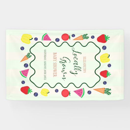 Plaatselijk geteelde Baby shower van de landbouwma Spandoek (Horizontaal)