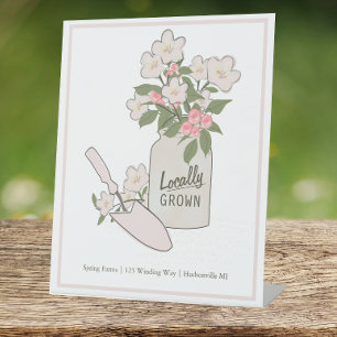 Plaatselijk geteelde landbouwers Marktactiviteiten Reclamebord Met Voetstuk