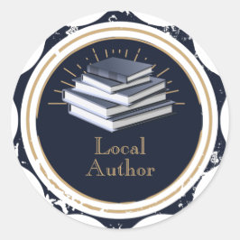 Plaatselijke auteur, Stapel boeken, Ronde Sticker