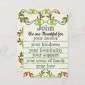 Plaatsingskaarten  bedankkaart (Voorkant / Achterkant)