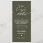 Plaatsinstelling bedankkaart voor geliefde ouders programma (Voorkant)