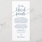 Plaatsinstelling bedankkaart voor geliefde ouders programma (Voorkant)