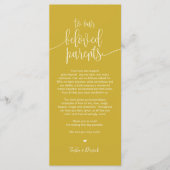 Plaatsinstelling bedankkaart voor geliefde ouders programma (Voorkant)