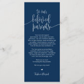 Plaatsinstelling bedankkaart voor geliefde ouders programma (Voorkant)