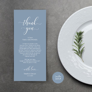 Plaatsinstelling Dank u, elegante stoffige blauwe Programma
