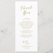 Plaatsinstelling Dank u, moderne scriptkaart Goud Programma (Voorkant)