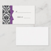 Plaatskaarten Paarse Bow Damask Wedding Plaatskaartje (Voorkant / Achterkant)