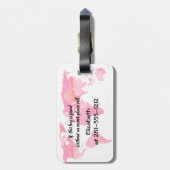 Plaatst zij zal gaan citeren Roze Waterverf Wereld Bagagelabel (Achterkant verticaal)