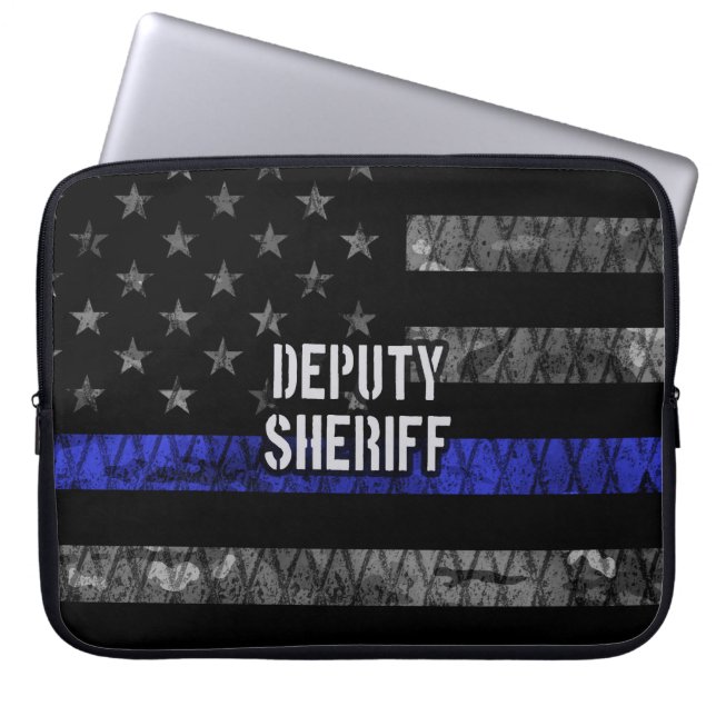 Plaatsvervangend Sheriff Distress Flag Laptop Sleeve (Voorkant)