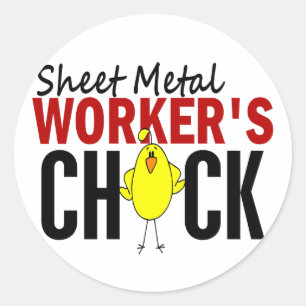 Plaatwerk werkster's Chick Ronde Sticker