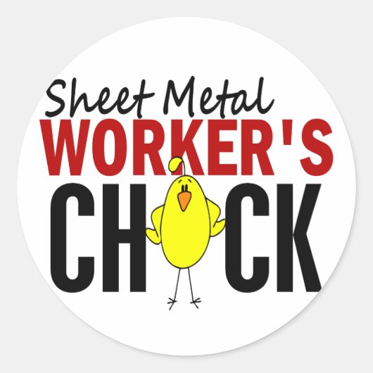 Plaatwerk werkster's Chick Ronde Sticker (Voorkant)