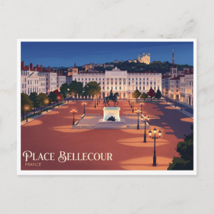 Place Bellecour 's nachts Lyon Frankrijk Briefkaart