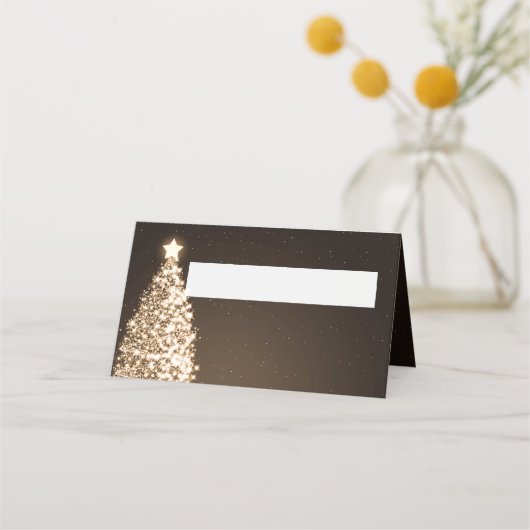 Place Card Christmas Wedding Party Gold Brown (Voorkant)