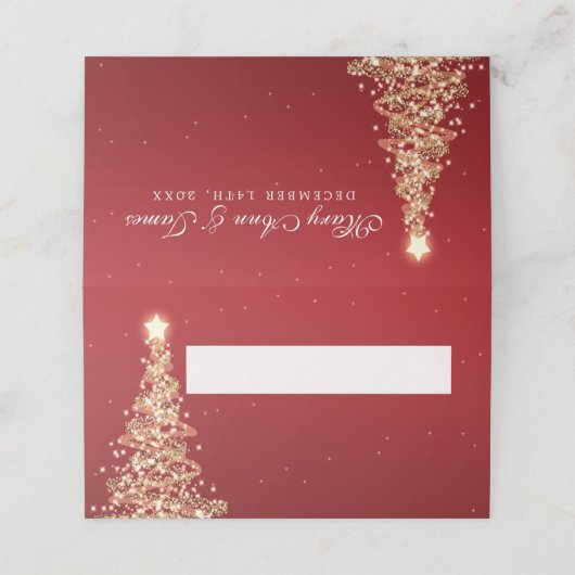 Place Card Elegant Kerstbruiloft rood (Buitenkant ongevouwen)