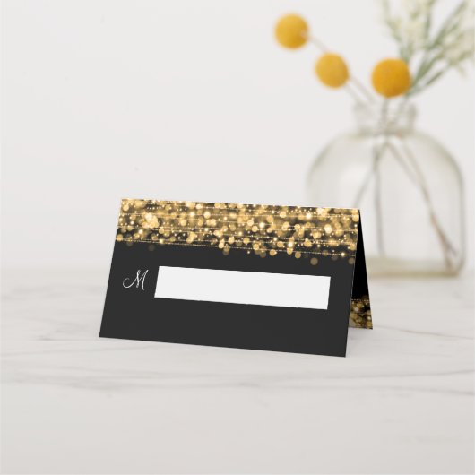 Place Card Elegant Wedding Party Sparkles Gold (Voorkant)