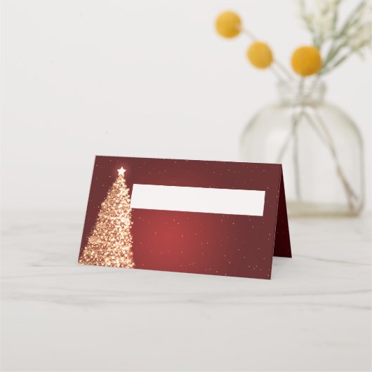 Place Card Kerst Trouwfeest Goud Rood (Voorkant)