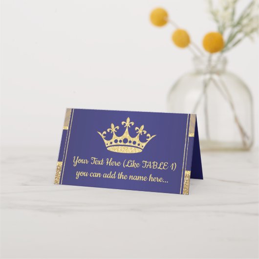 Place Card - Royal Gold Blue Prince King thema (Voorkant)