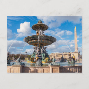 Place de la Concorde en obelisk - Parijs, Frankrij Briefkaart