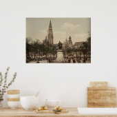 Place Verte and cathedral, Antwerpen, België Poster (Keuken)