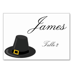 Placekaarten voor Thanksgiving met Pilgrim Hoed Kaart