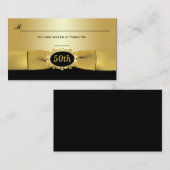 Placement 50e Carte de la réception Noir et Or (Devant / Derrière)