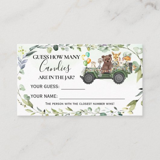 Placement Animaux de bois Combien de bonbons carte Baby show (Devant)