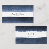 Placement Aquarelle marine rayures plage mariage carte de li (Devant / Derrière)