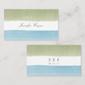 Placement Aquarelle rayures plage mariage carte de lieu de m (Devant / Derrière)