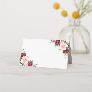 Placement Aquarelle rustique florale vierge pliée Carte de p