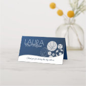 Placement Bat mitzvah de sport Carte de siège bleu et or (Dos)