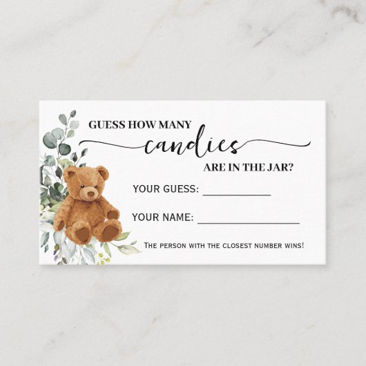Placement Bear Greenerife Combien de bonbons de douche Carte (Devant)