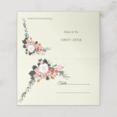 Placement Belle carte de place pliée fleurie (Extérieur déplié)