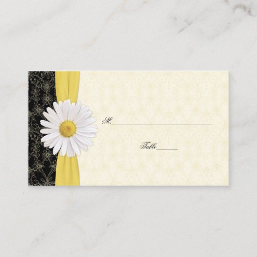 Placement Black Ivory Gold Blanc Mariage de marguerite Carte (Devant)