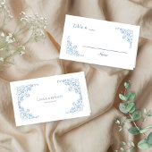 Placement Bleu et blanc Chic Blank Numéro de table Carte de 