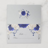Placement bleu royal fleurs blanches gris carte de lieu (Extérieur déplié)