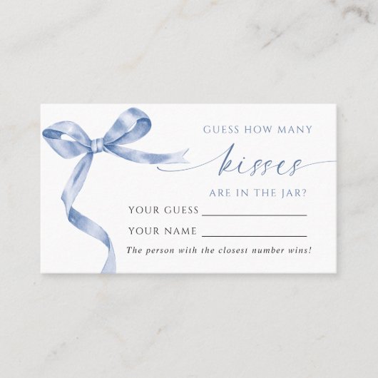 Placement Blue Bow Combien de baisers Douche Carte de jeu (Devant)